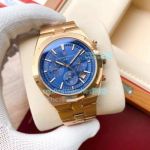 Vacheron Constantin Overseas Replica Rose Gold Watch Blue Chronograph Dial